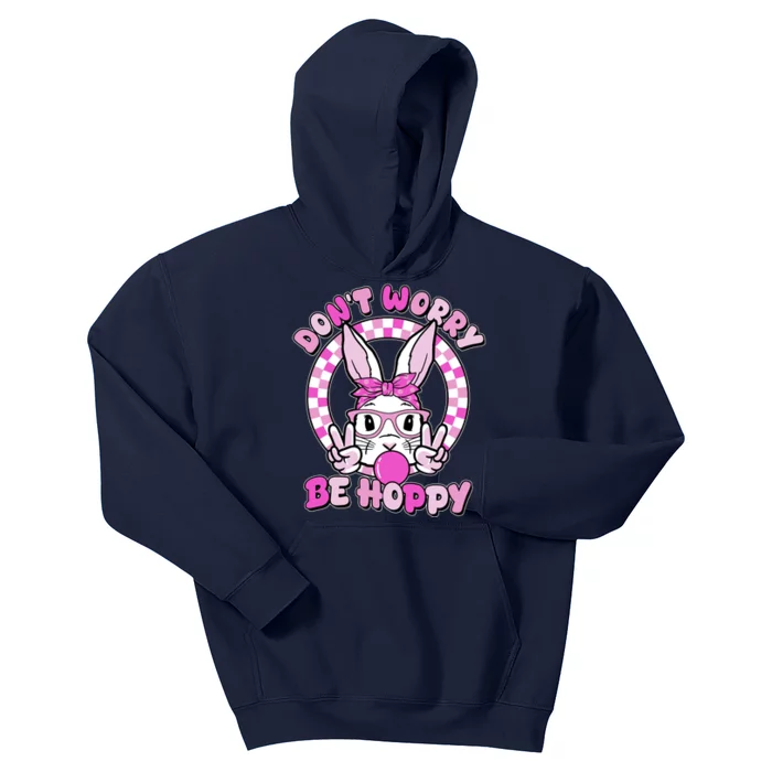 Retro Easter Dont Worry Be Hoppy Easter Bunny Rabbit Kids Hoodie