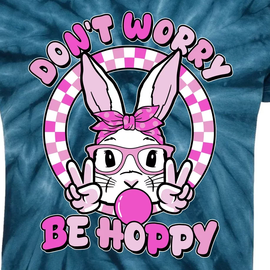 Retro Easter Dont Worry Be Hoppy Easter Bunny Rabbit Kids Tie-Dye T-Shirt