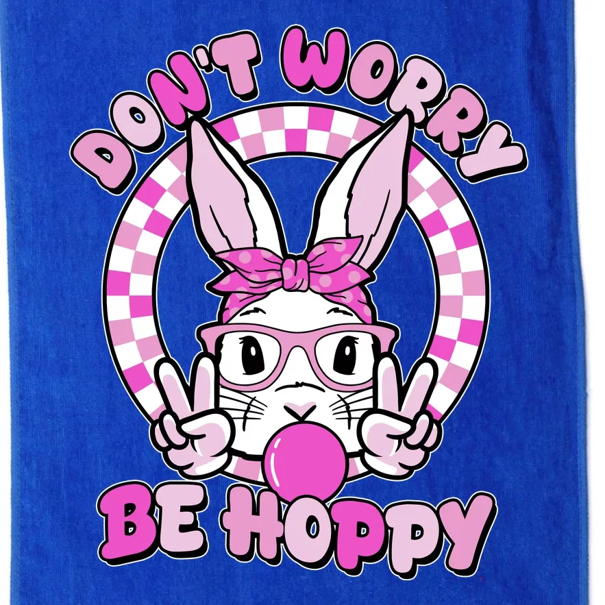 Retro Easter Dont Worry Be Hoppy Easter Bunny Rabbit Platinum Collection Golf Towel