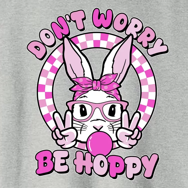 Retro Easter Dont Worry Be Hoppy Easter Bunny Rabbit Women's Crop Top Tee