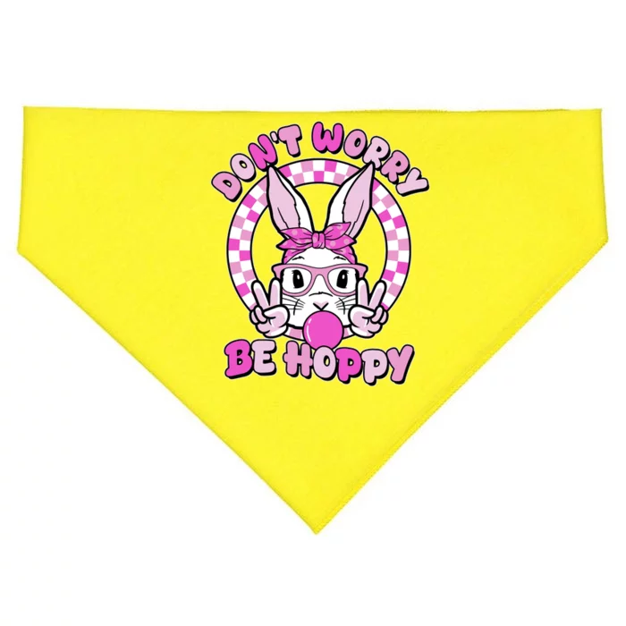 Retro Easter Dont Worry Be Hoppy Easter Bunny Rabbit USA-Made Doggie Bandana