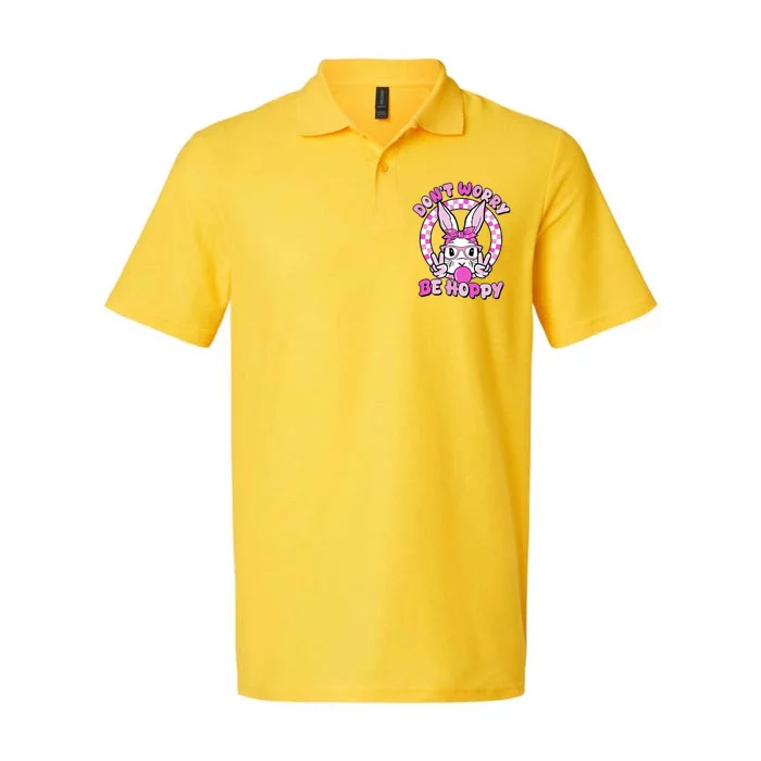 Retro Easter Dont Worry Be Hoppy Easter Bunny Rabbit Softstyle Adult Sport Polo