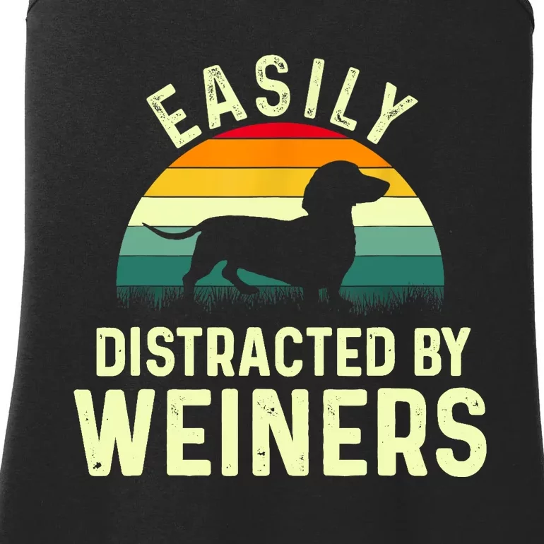 Retro Easily Distracted By Weiners Funny Dachshund Weiner Dog Gift Ladies Essential Tank