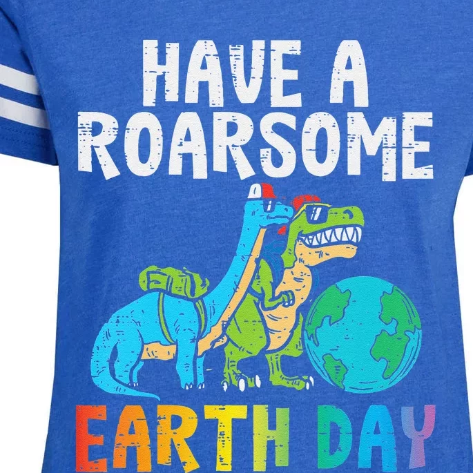 Roarsome Earth Day Trex Brachiosaurus Enza Ladies Jersey Football T-Shirt