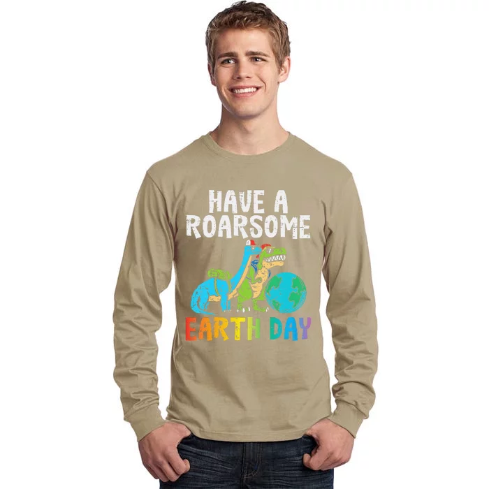 Roarsome Earth Day Trex Brachiosaurus Tall Long Sleeve T-Shirt