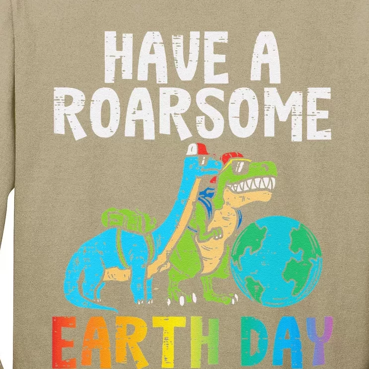 Roarsome Earth Day Trex Brachiosaurus Tall Long Sleeve T-Shirt