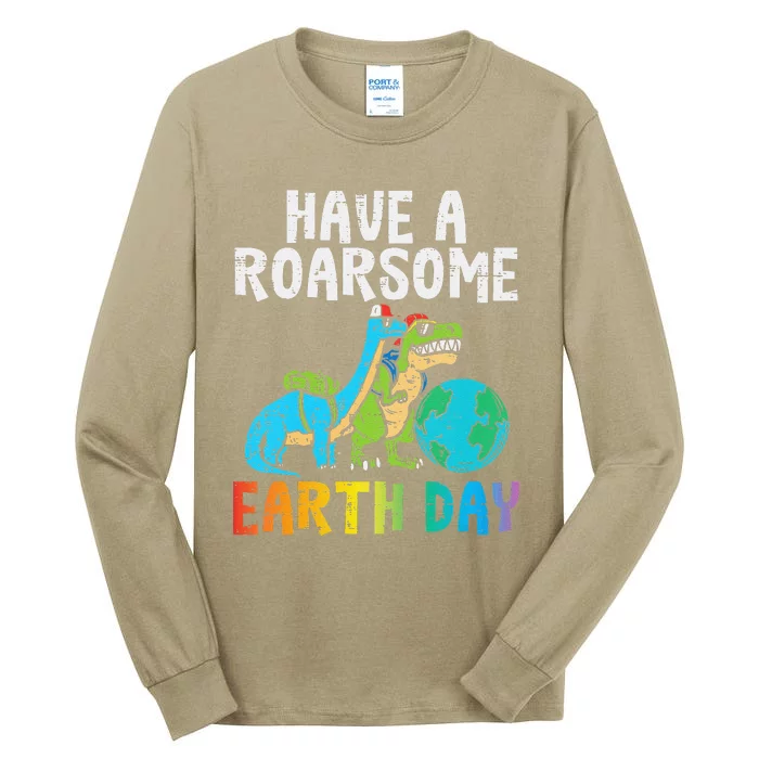 Roarsome Earth Day Trex Brachiosaurus Tall Long Sleeve T-Shirt