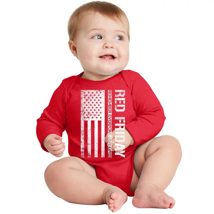 Remember Everyone Deployed Red Friday Zip Hoodie Baby Long Sleeve Bodysuit