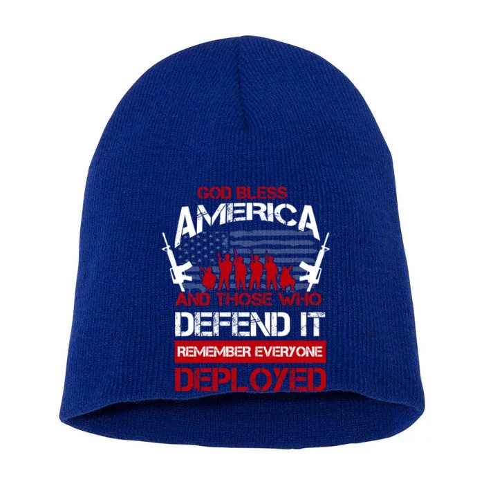 Remember Everyone Deployed Cool Gift God Bless America Short Acrylic Beanie