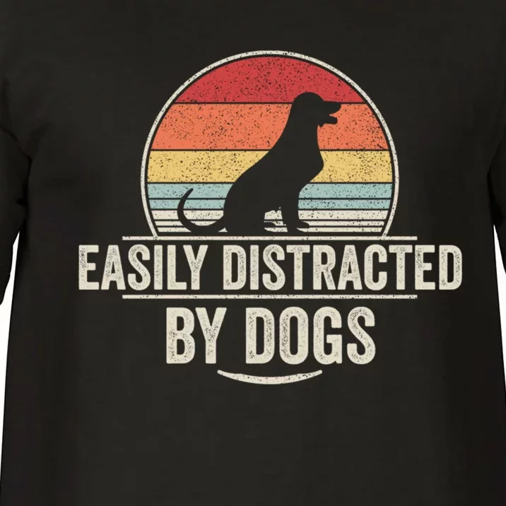 Retro Easily Distracted By Dogs Funny Dog Lover Comfort Colors T-Shirt