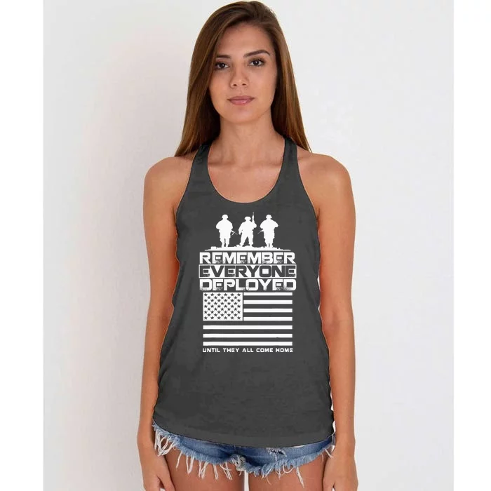 Remember Everyone Deployed R.E.D. Red Friday Military Women's Knotted Racerback Tank