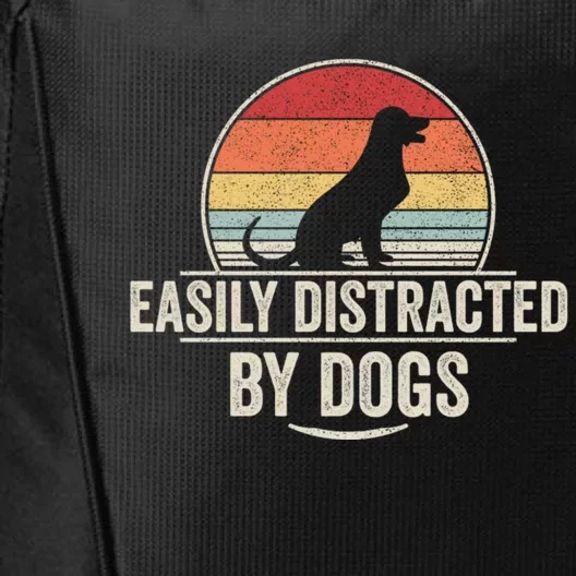 Retro Easily Distracted By Dogs Funny Dog Lover City Backpack