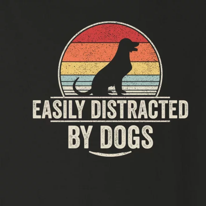 Retro Easily Distracted By Dogs Funny Dog Lover Toddler Long Sleeve Shirt