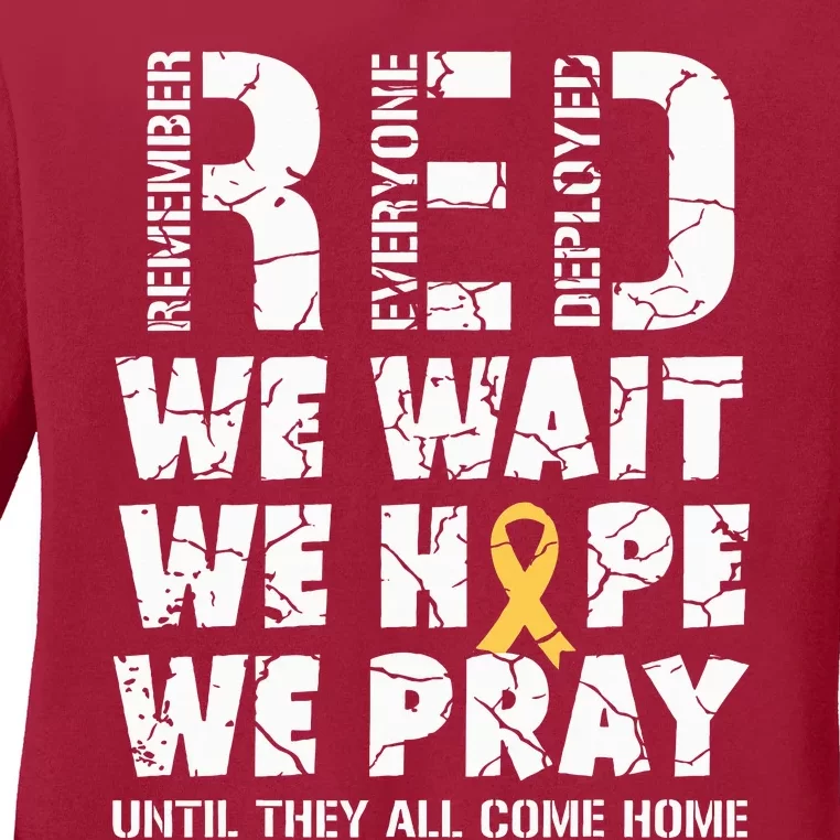 Remember Everyone Deployed Red Friday Military Retro Ladies Long Sleeve Shirt