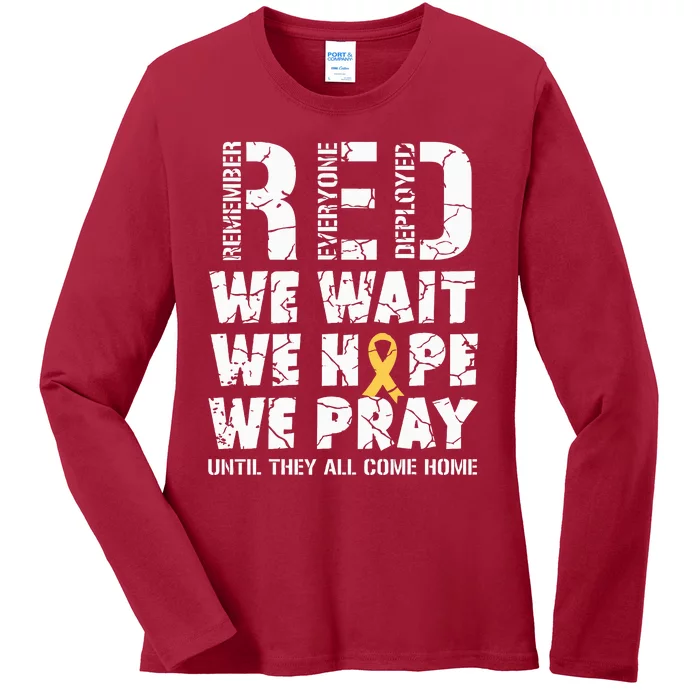 Remember Everyone Deployed Red Friday Military Retro Ladies Long Sleeve Shirt