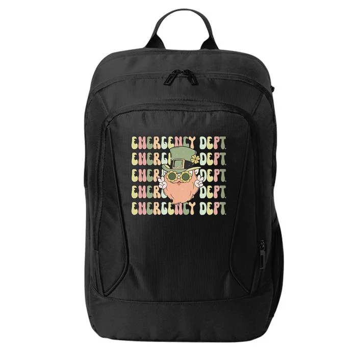 Retro Emergency Department St Patrick's Day Funny ER ED Nurse RN Teach City Backpack