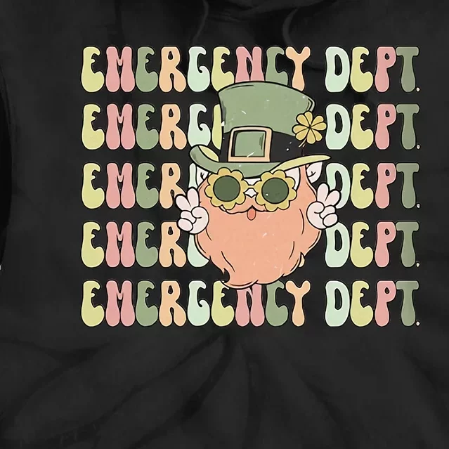 Retro Emergency Department St Patrick's Day Funny ER ED Nurse RN Teach Tie Dye Hoodie