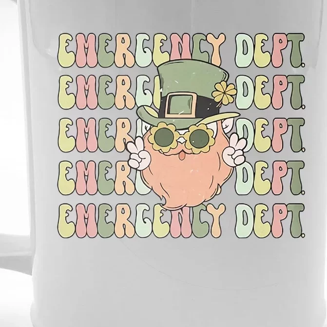 Retro Emergency Department St Patrick's Day Funny ER ED Nurse RN Teach Front & Back Beer Stein