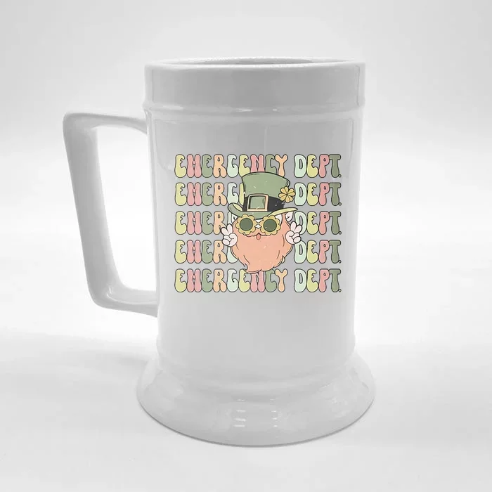 Retro Emergency Department St Patrick's Day Funny ER ED Nurse RN Teach Front & Back Beer Stein