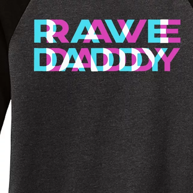 Rave Edm Daddy Music Festival Father Optical Trippy Illusion Women's Tri-Blend 3/4-Sleeve Raglan Shirt