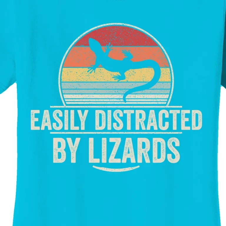 Retro Easily Distracted By Lizards Funny Lizard Lover Great Gift Women's T-Shirt