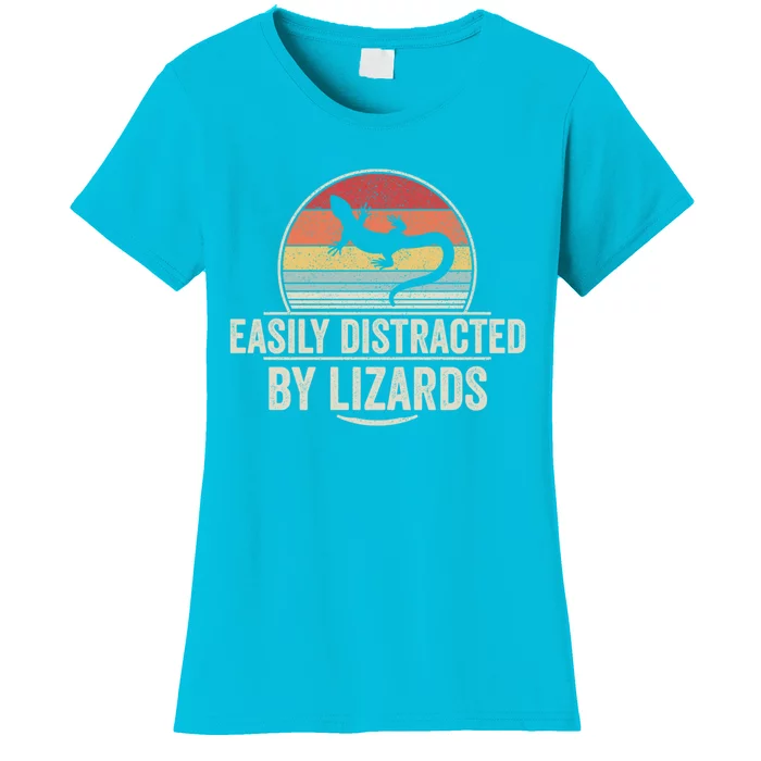 Retro Easily Distracted By Lizards Funny Lizard Lover Great Gift Women's T-Shirt