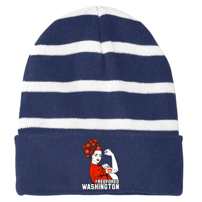 Redfored Red For Ed Washington Teachers Striped Beanie with Solid Band