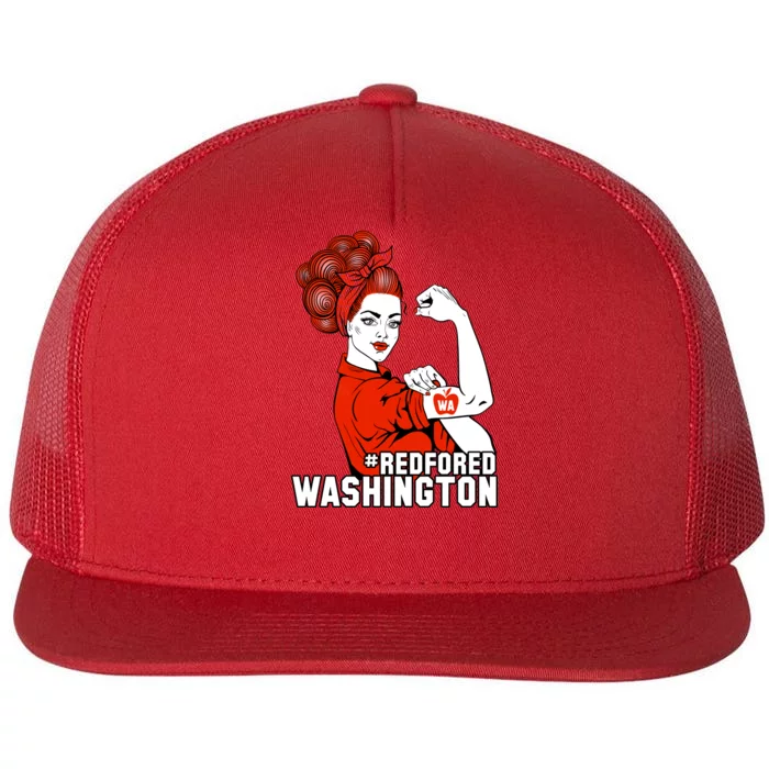 Redfored Red For Ed Washington Teachers Flat Bill Trucker Hat