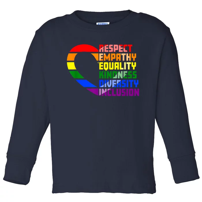 Respect Empathy Equality Kindness Diversity Inclusion Humans Toddler Long Sleeve Shirt