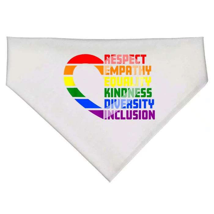 Respect Empathy Equality Kindness Diversity Inclusion Humans USA-Made Doggie Bandana