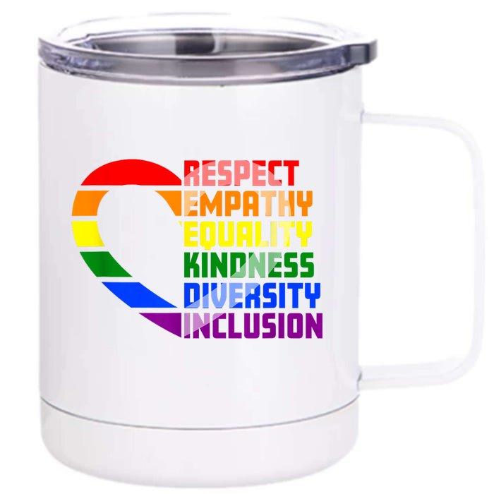 Respect Empathy Equality Kindness Diversity Inclusion Humans Front & Back 12oz Stainless Steel Tumbler Cup