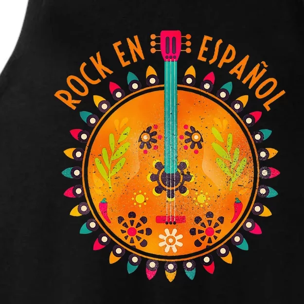 Rock En Espanol Guitar Spanish Language Rock Music Ladies Tri-Blend Wicking Tank