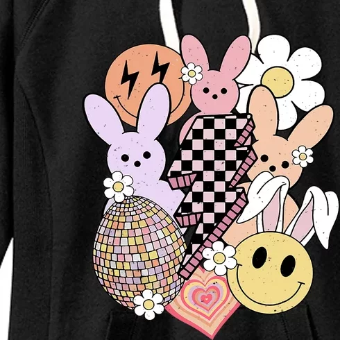 Retro Easter Easter Bunny Smile Face Groovy Easter Day Women's Fleece Hoodie