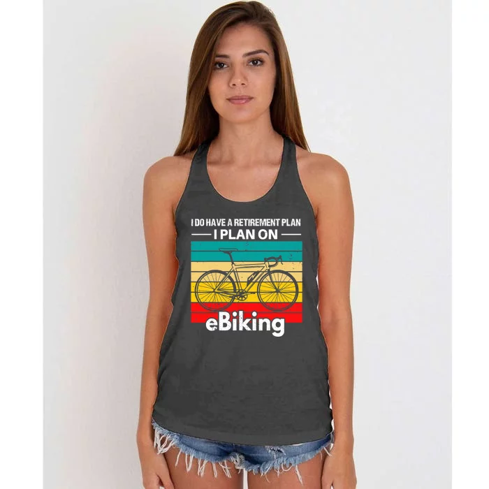 Retirement E-Biker E-Biking Retirement Plan EBike Women's Knotted Racerback Tank