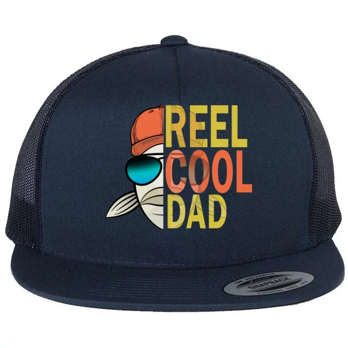 Reel Cool Fishing Dad Funny Flat Bill Trucker Hat