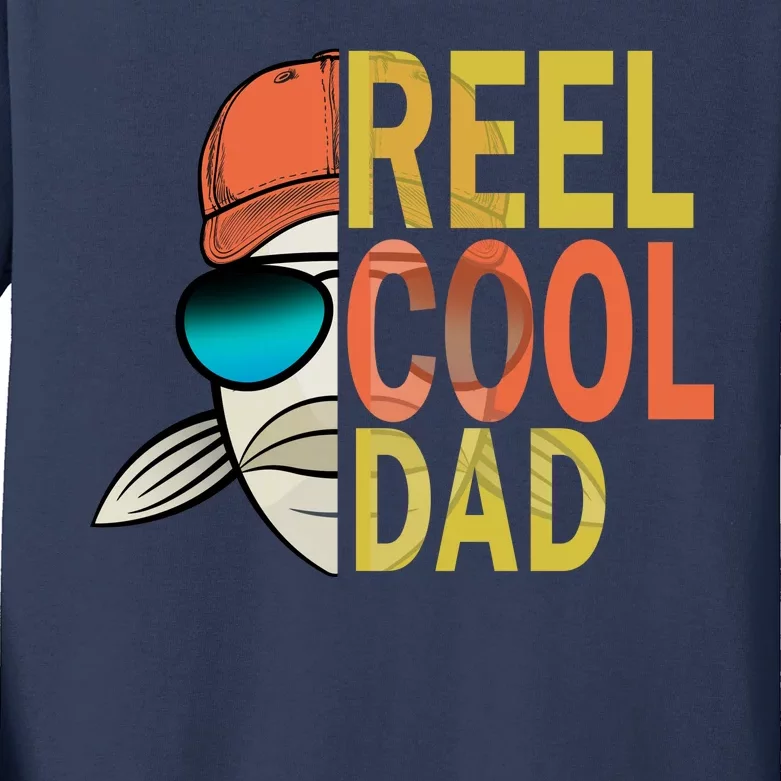 Reel Cool Fishing Dad Funny Kids Long Sleeve Shirt