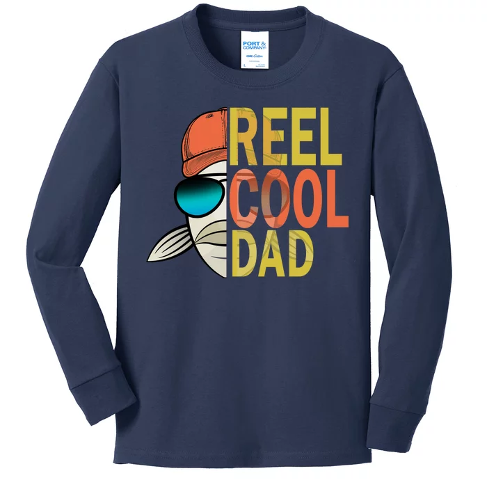 Reel Cool Fishing Dad Funny Kids Long Sleeve Shirt