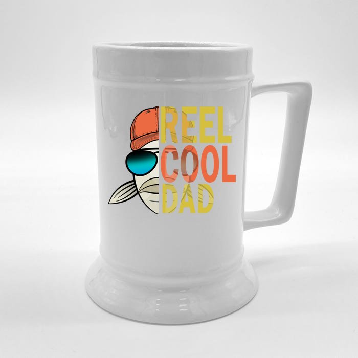 Reel Cool Fishing Dad Funny Front & Back Beer Stein