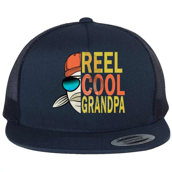 Reel Cool Fishing Grandpa Flat Bill Trucker Hat