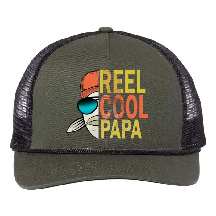 Reel Cool Fishing Papa Retro Rope Trucker Hat Cap