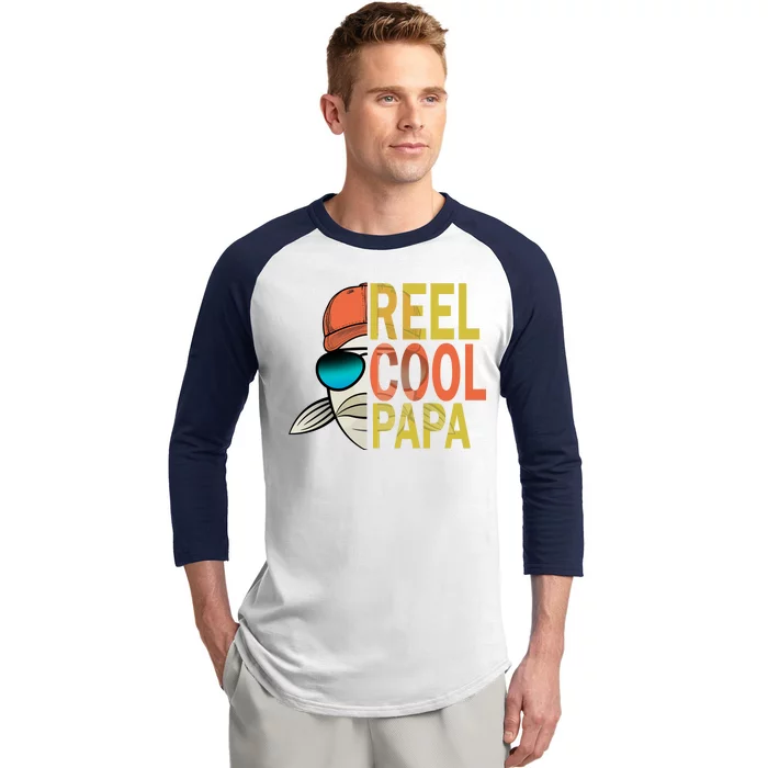 Reel Cool Fishing Papa Baseball Sleeve Shirt