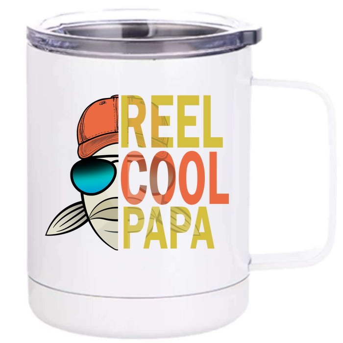 Reel Cool Fishing Papa Front & Back 12oz Stainless Steel Tumbler Cup