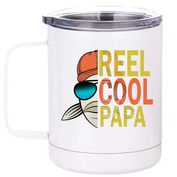 Reel Cool Fishing Papa Front & Back 12oz Stainless Steel Tumbler Cup