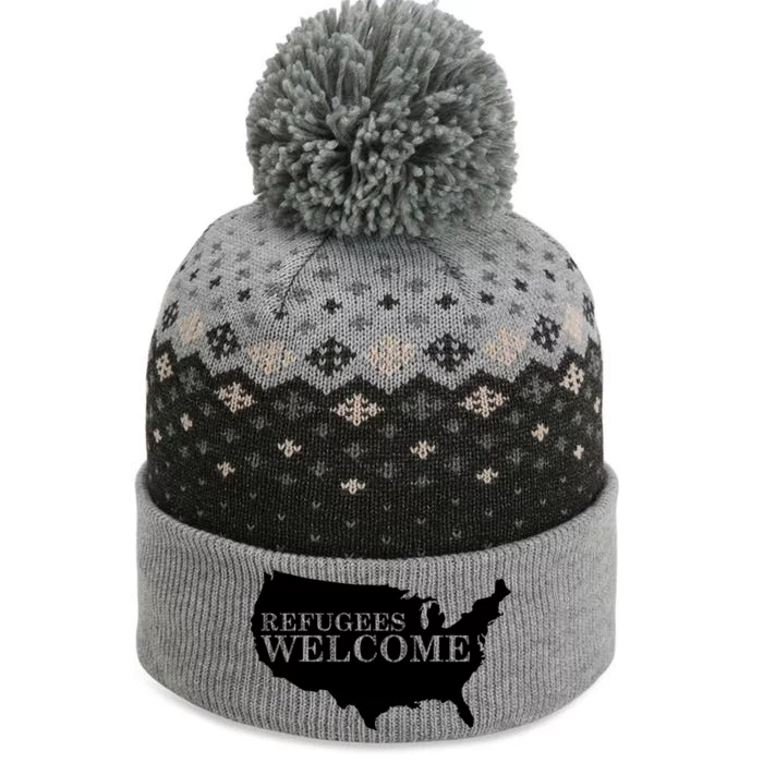 Refugees Welcome in the USA Country Anti Travel Ban The Baniff Cuffed Pom Beanie