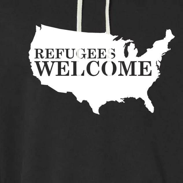 Refugees Welcome in the USA Country Anti Travel Ban Garment-Dyed Fleece Hoodie