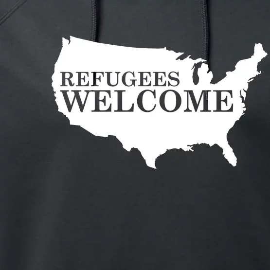 Refugees Welcome in the USA Country Anti Travel Ban Performance Fleece Hoodie