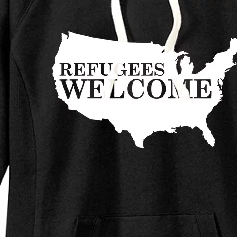 Refugees Welcome in the USA Country Anti Travel Ban Women's Fleece Hoodie