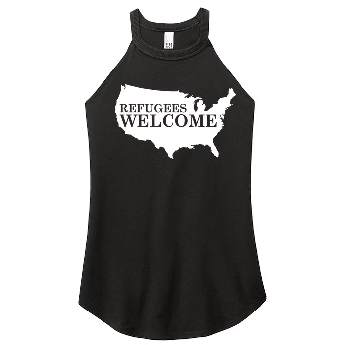 Refugees Welcome in the USA Country Anti Travel Ban Women’s Perfect Tri Rocker Tank