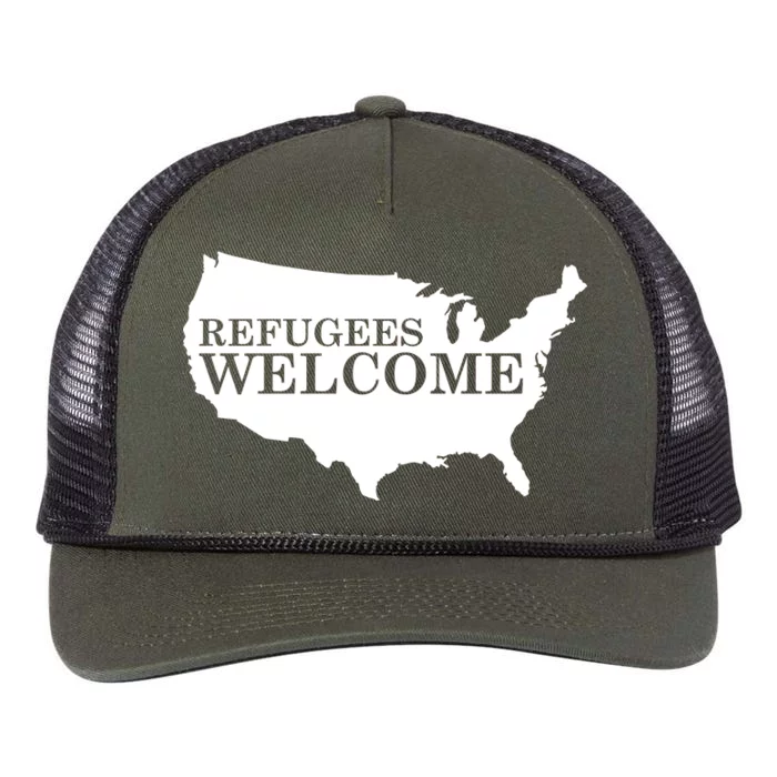 Refugees Welcome in the USA Country Anti Travel Ban Retro Rope Trucker Hat Cap