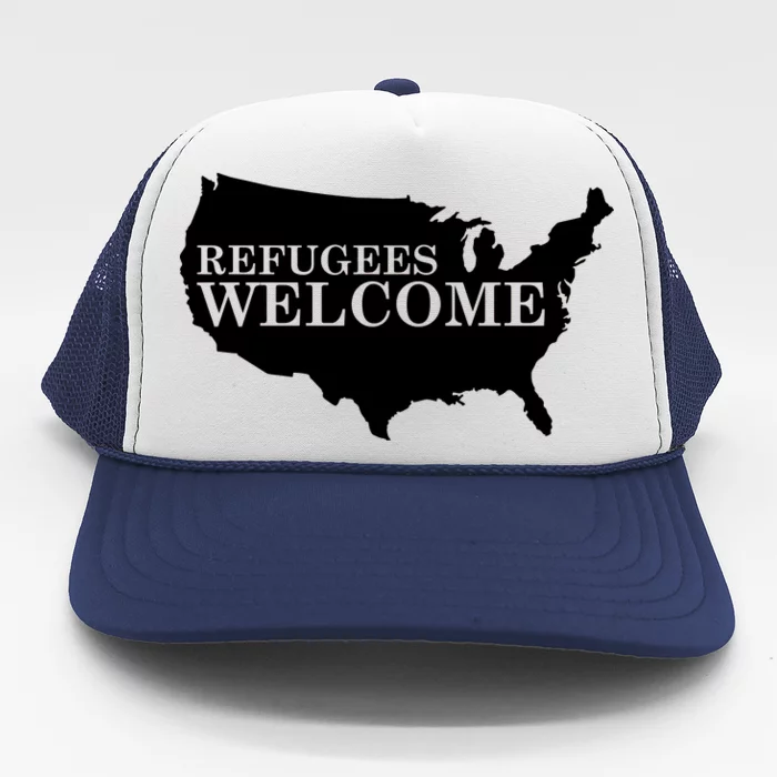 Refugees Welcome in the USA Country Anti Travel Ban Trucker Hat